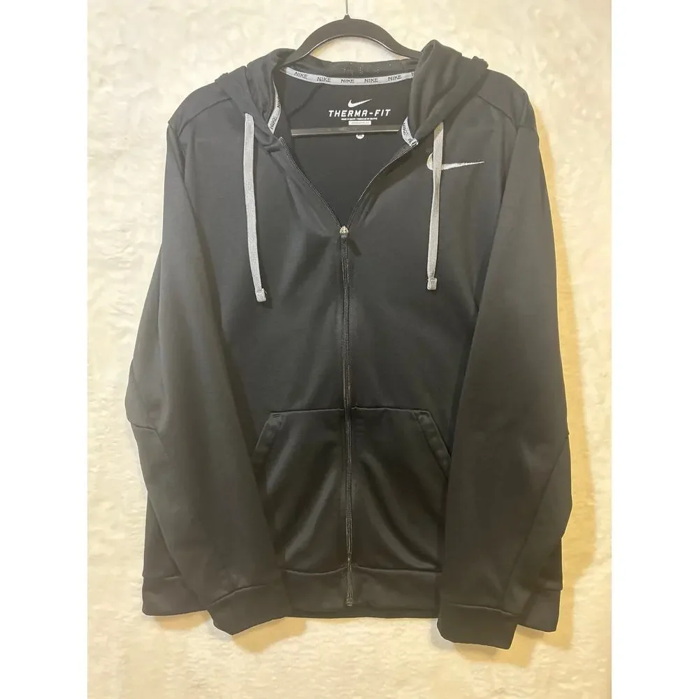 Nike Therma-FIT‎ Full Zip Hoodie Men's XL Black Athletic Sweatshirt